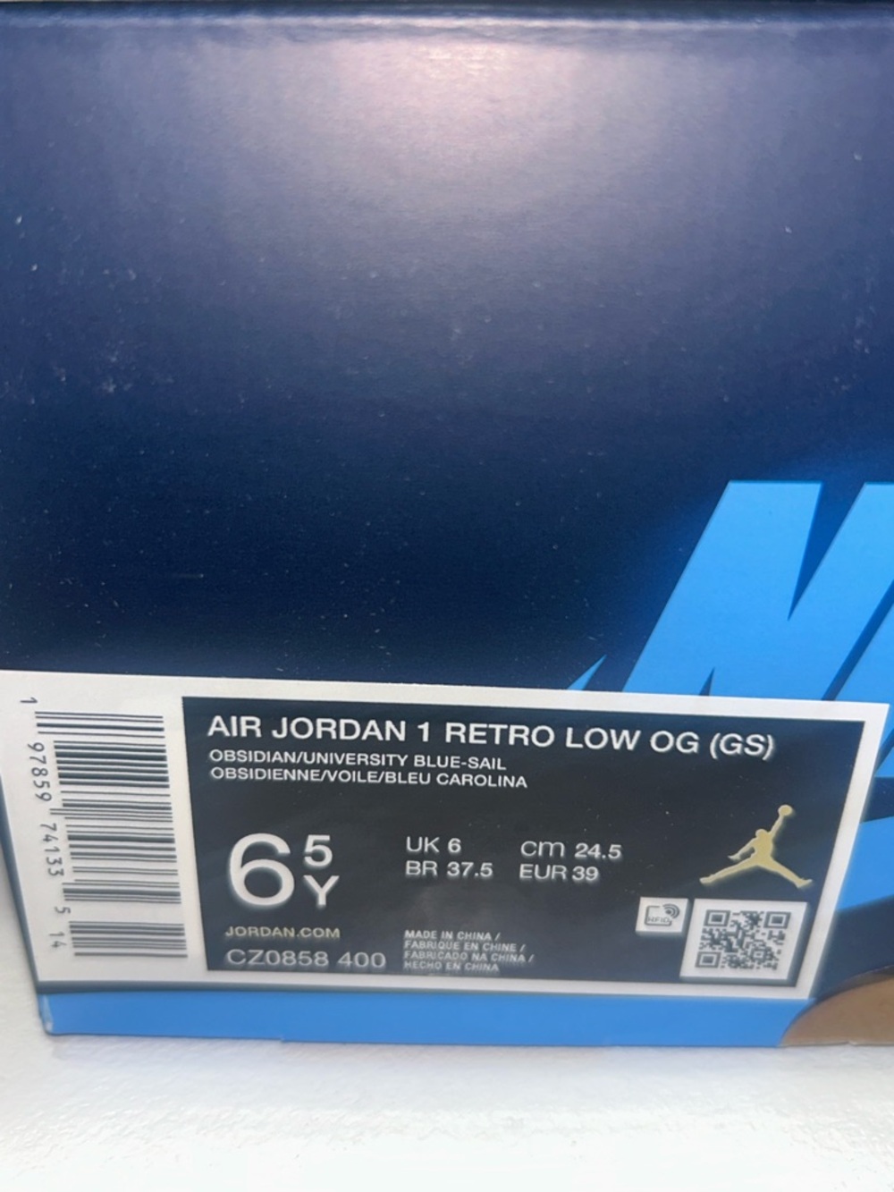 Jordan 1 Low OG GS “Obsidian UNC” Women’s Size 8 - Picture 9 of 12